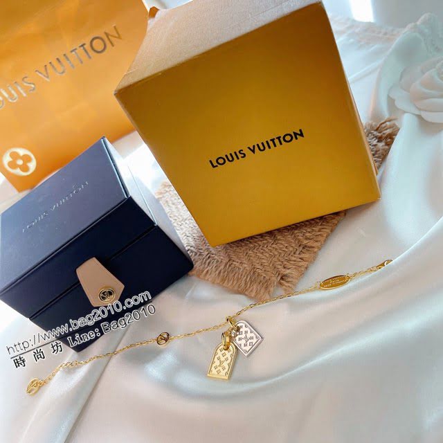 Louis Vuitton純銀飾品 路易威登金銀雙牌手鏈 LV復古925手鏈  zglv1819